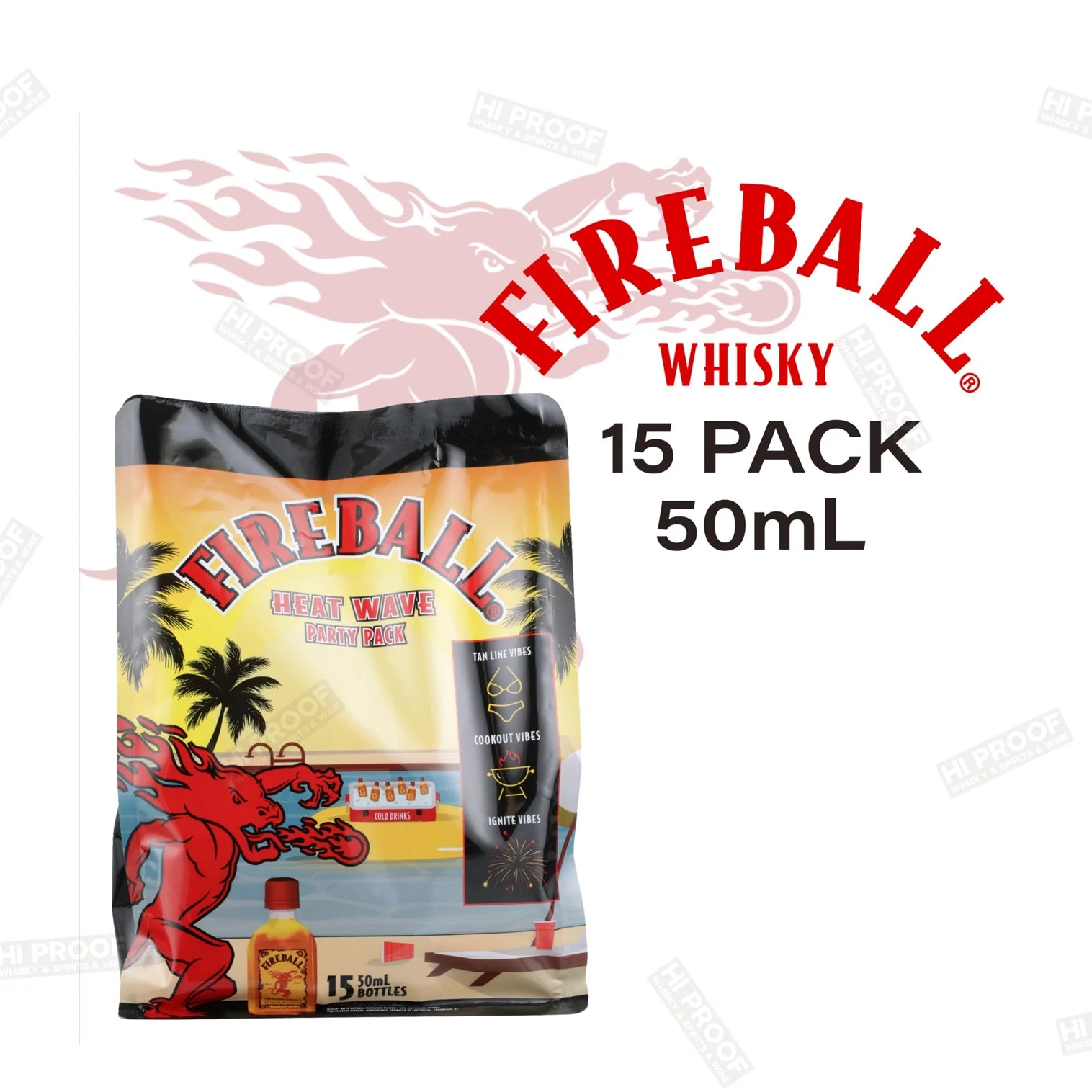 Fireball Cinnamon Whiskey Summer Bag 50 ml 15 Pack