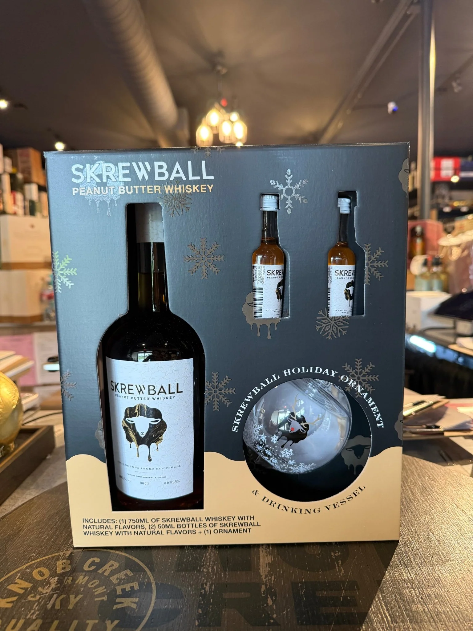 Skrewball Peanut Butter Whiskey 750ml with 50ml (mini -2bottles)onaments (Gift Pack)